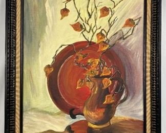 Vintage Original Framed and Signed Autumn Still Life Painting- Audrey Buckman