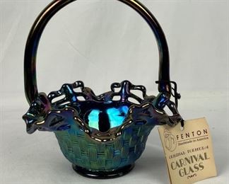 Fenton Carnival Glass Basket - Like New with Tags
