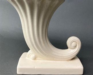 Vintage McCoy White Cornucopia Vase