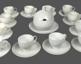 12 Demitasse Cups & Saucers and Covered Bowl - Rosenthal Lotus White China- Made in Germany