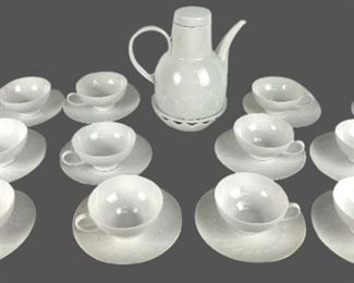 Rosenthal Lotus White China - Teapot with Warmer, 12 Cups & Saucers -Made in Germany