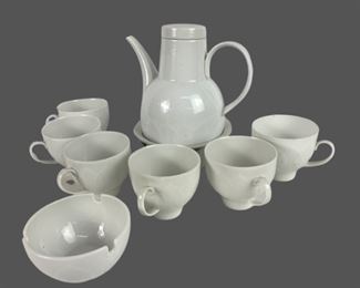 Rosenthal Lotus White China Teapot & Demitasse Cups - Made in Germany