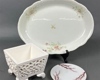 Vintage White China Platter, Saucer & Planter