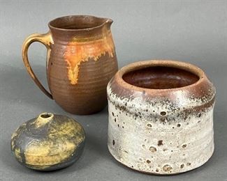 Handcrafted Studio Pottery Pitcher, Crock & Bud Vase