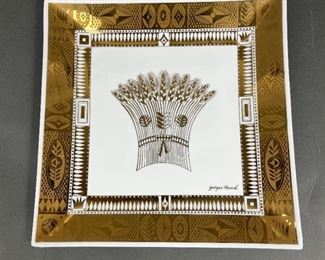 Georges Briard Mid-Century Glass Gold Square Tray