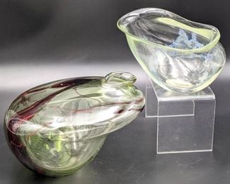 Two Amorphous Art Glass Vases