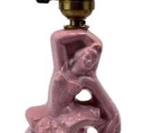 1950's Vintage Pink Ceramic Ballerina Table Lamp