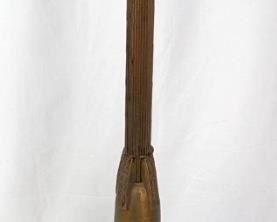 Vintage Standing Brass Ashtray Holder with Slag Glass - Antique Smoking Stand