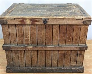 Vintage Wood Shipping Crate with Metal Hardware