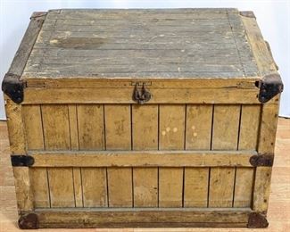 Yellow Wood Shipping Crate with Metal Hardware