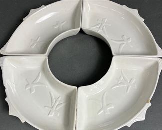 Mid-Century White Ceramic California Studio Pottery Party Tray - USA
