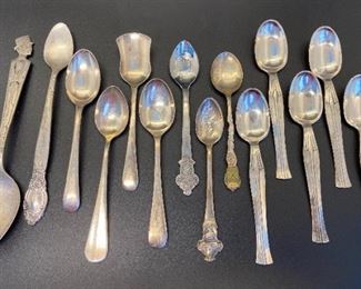 Collection of 14 Silver Plated Spoons - Demitasse, Baby, Collectors