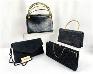 A Collection of Black Vintage Handbags - Saks Fifth Avenue, la france, Joseph Magnin!