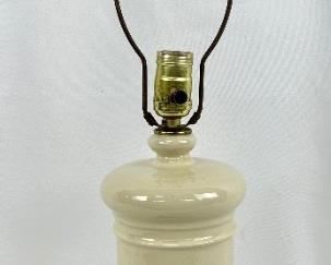 Vintage Cream-Tone Ceramic Lamp w/ Brass Base and Finial