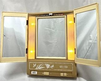 Vintage 1968 Sears Best Fold-Out Lighted Makeup Mirror