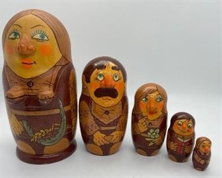 Vintage Russian Nesting Doll (Matryoshka) - Family of 5 -Made in Russia- Mockba