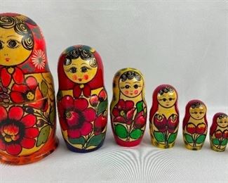 Vintage Large 9" Russian Nesting Doll (Matryoshka) - Made in Russia