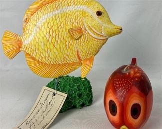 Hawaiian Hand Carved Fish & Bright Fish Candle