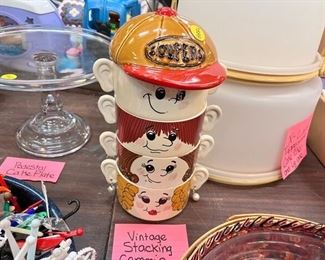 VINTAGE STACKING CERAMIC SOUP BOWLS