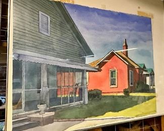 Second of seven pieces by artist "Vee Brown".  Two of them are in good condition, needs to be remounted.  Others are in displayable condition.