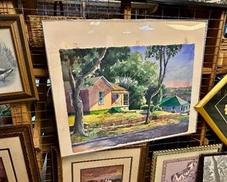 One of seven pieces by artist "Vee Brown".  Two of them are in good condition, needs to be remounted.  Others are in displayable condition.