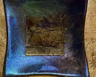 Kurt McVay square metallic glass bowl.