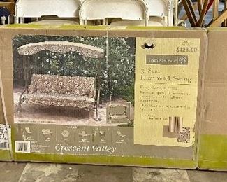 Unopened box 3-seat hammock swing.