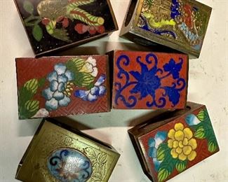 Enamel and cloisonné match boxes.