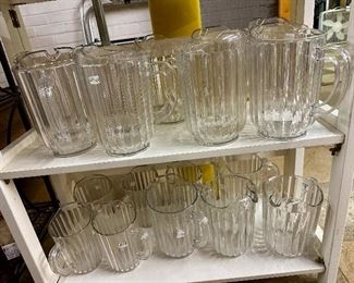 Plastic pitchers.