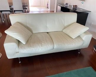 white leather loveseat