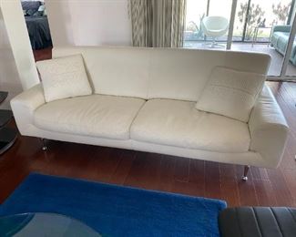white leather sofa