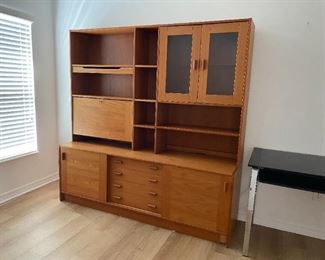 teak desk wall unit
