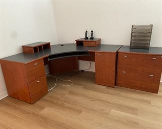 corner desk and file cabinet