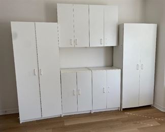 white storage cabinets