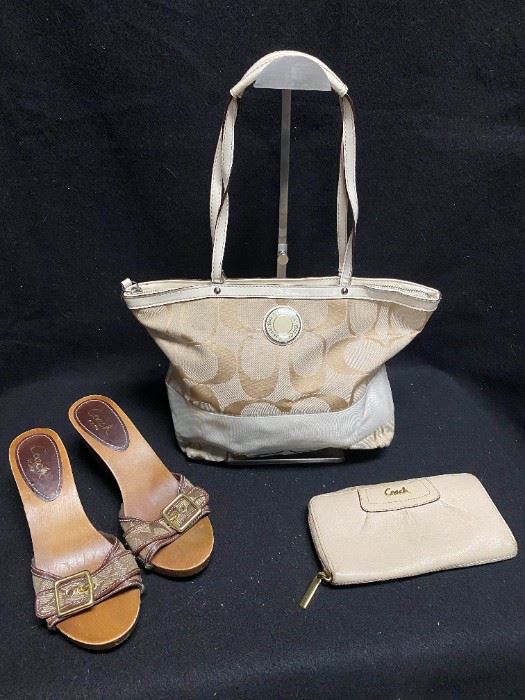 Coach Signature Canvas Striped Purse Brendah Sandals Wallet