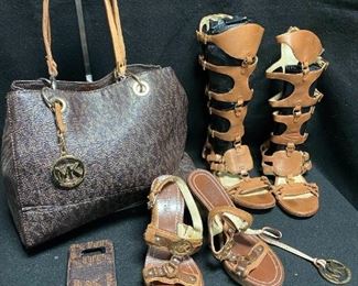 Michael Kors Leather Gladiator Sandals Wedge Sandals Phone Case Purse