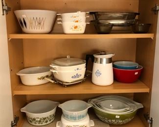 Vintage pyrex and corning ware