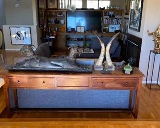 Egyptian revival hand carved goat sculpture 