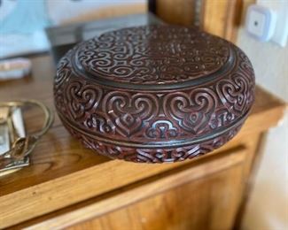 Chinese Cinnabar lidded container  