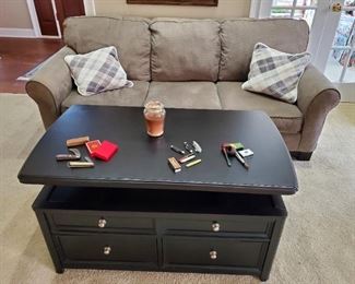 Modern black lift top coffee table