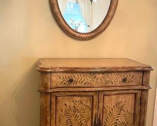 Two Door One Drawer Accent Cabinet Mirror