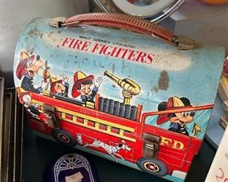 Vintage 1960s Disney fire fighter metal lunchbox