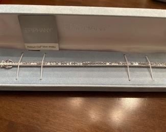 Epiphany Diamonique Platinum Clad Silver Linked Tennis Bracelet 7 in