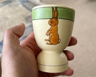 Antique Roseville Pottery Juvenile Rabbit Egg Cup 