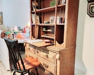 Vintage oak kitchen Secretary Hutch 79in tall