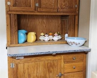 Hoosier Cabinet, Pyrex, Holt Howard Pixieware, Fiestaware