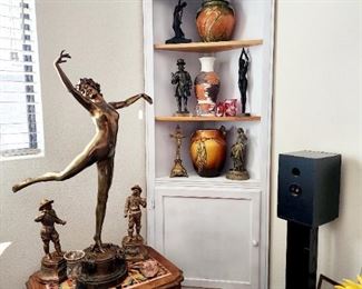Bronze , Pair Corner Cabinets,California Mission Tile Tables