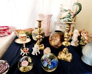 Antique Brass, Paperweights, pottery