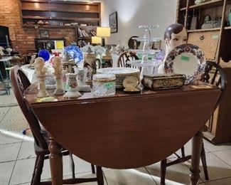 Antique Drop Leaf Table , Oak Chairs