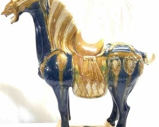 27 Inch Tall Asian Glazed Earthenware Tang Horse
